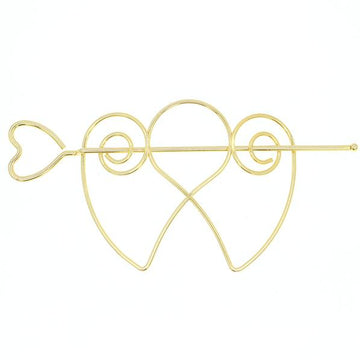 Double Heart Metal Wire Hair Stick and Bun Cover 2-pc Set